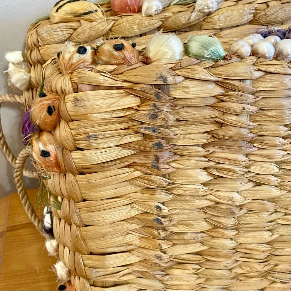 Vintage 50s - 70s Seagrass Basket Set 2 Fruit Fruits & Veggies Rectangle